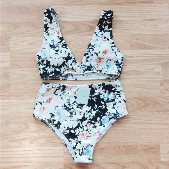 cupshe floral high waisted bikini